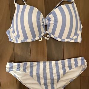 blue striped bathing suit